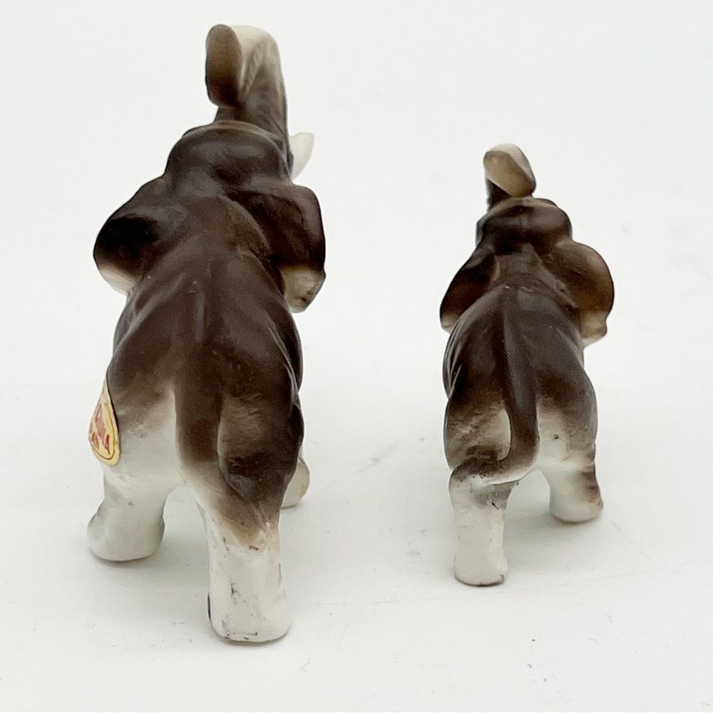 Vintage Bone China Set of 2 Lucky Trunk Up Small Elephant Figurines Japan - Picture 5 of 7